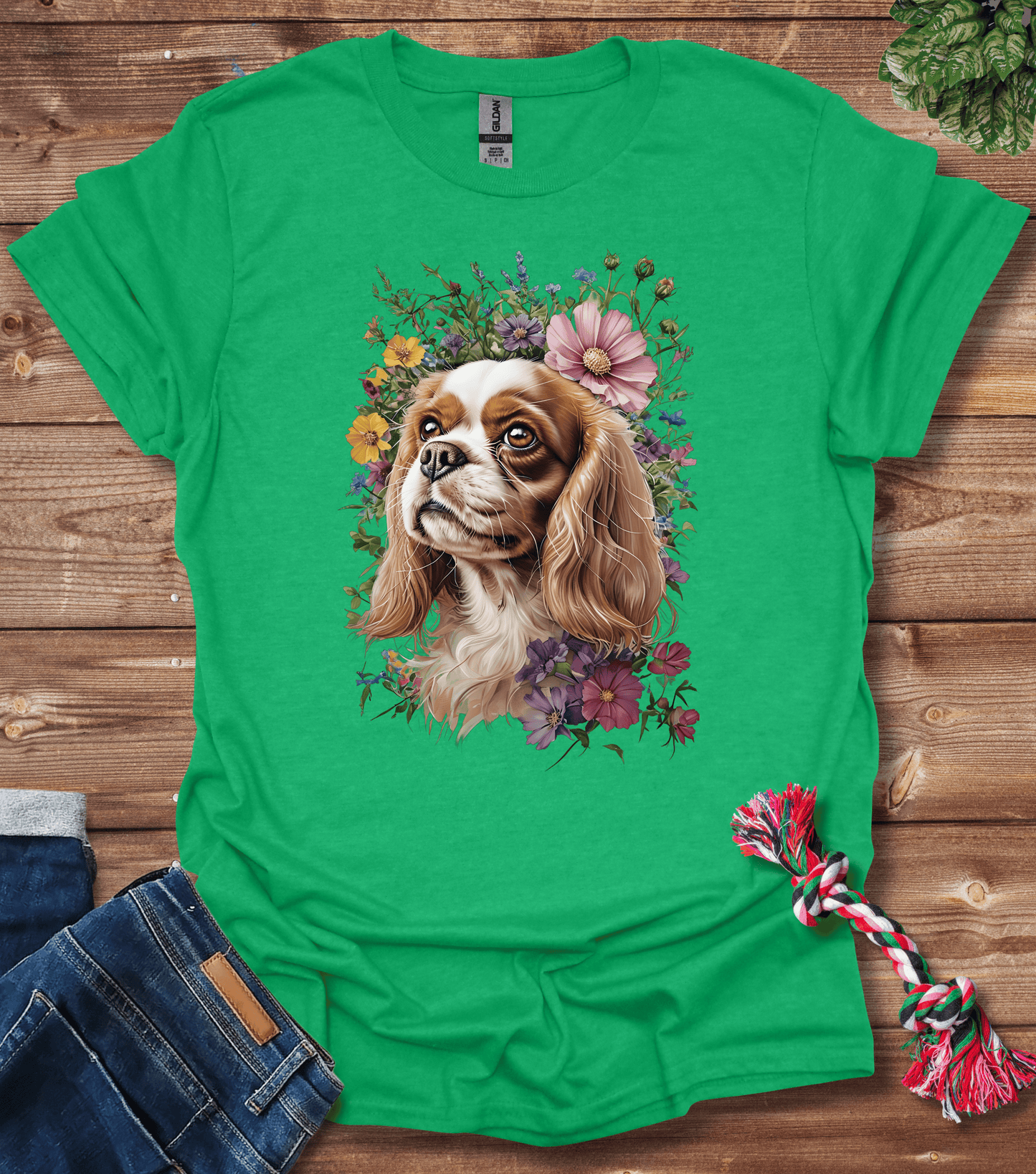 Cavalier King Charles Spaniel In Flowers T-Shirt