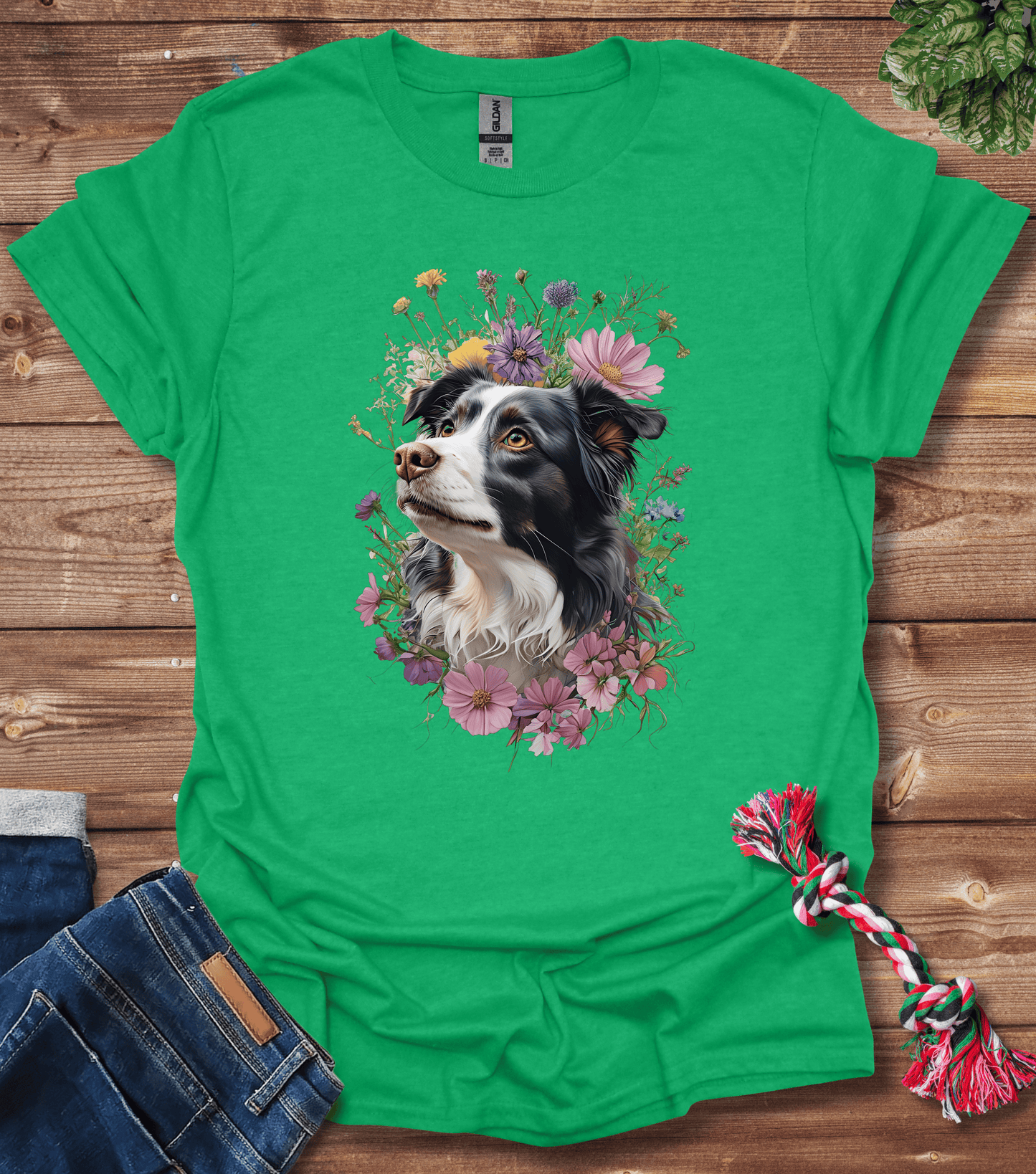 Border Collie In Flowers T-Shirt