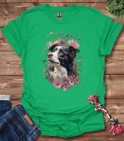 Border Collie In Flowers T-Shirt