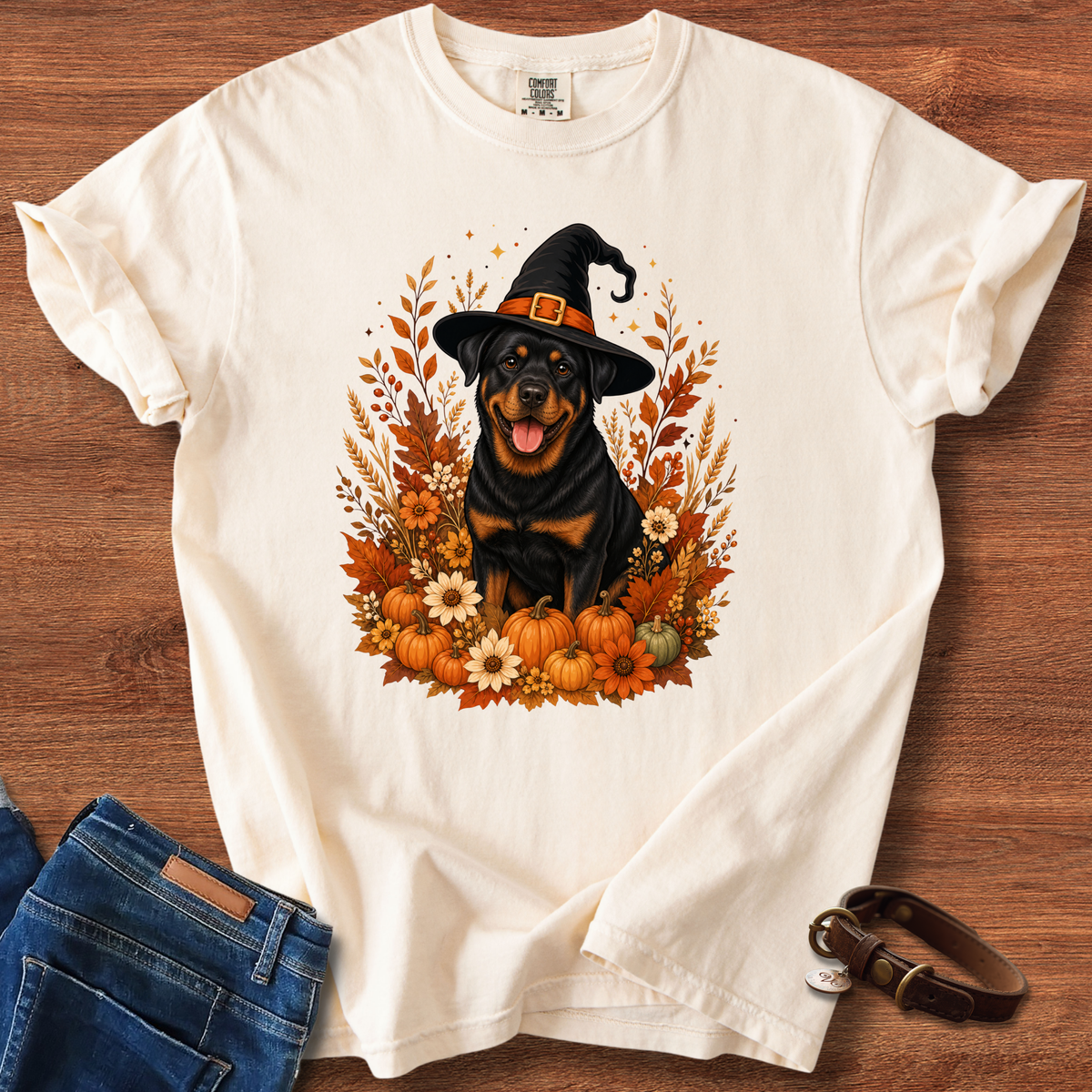 Rottweiler Halloween Witch T-Shirt