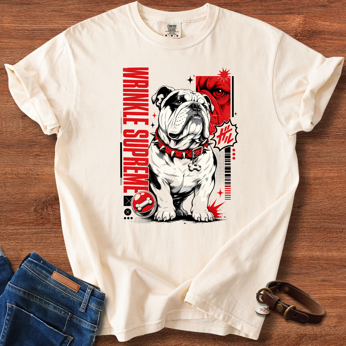 Bulldog Wrinkle Manga T-Shirt