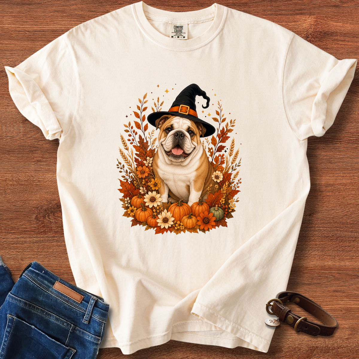 Bulldog Halloween Witch T-Shirt
