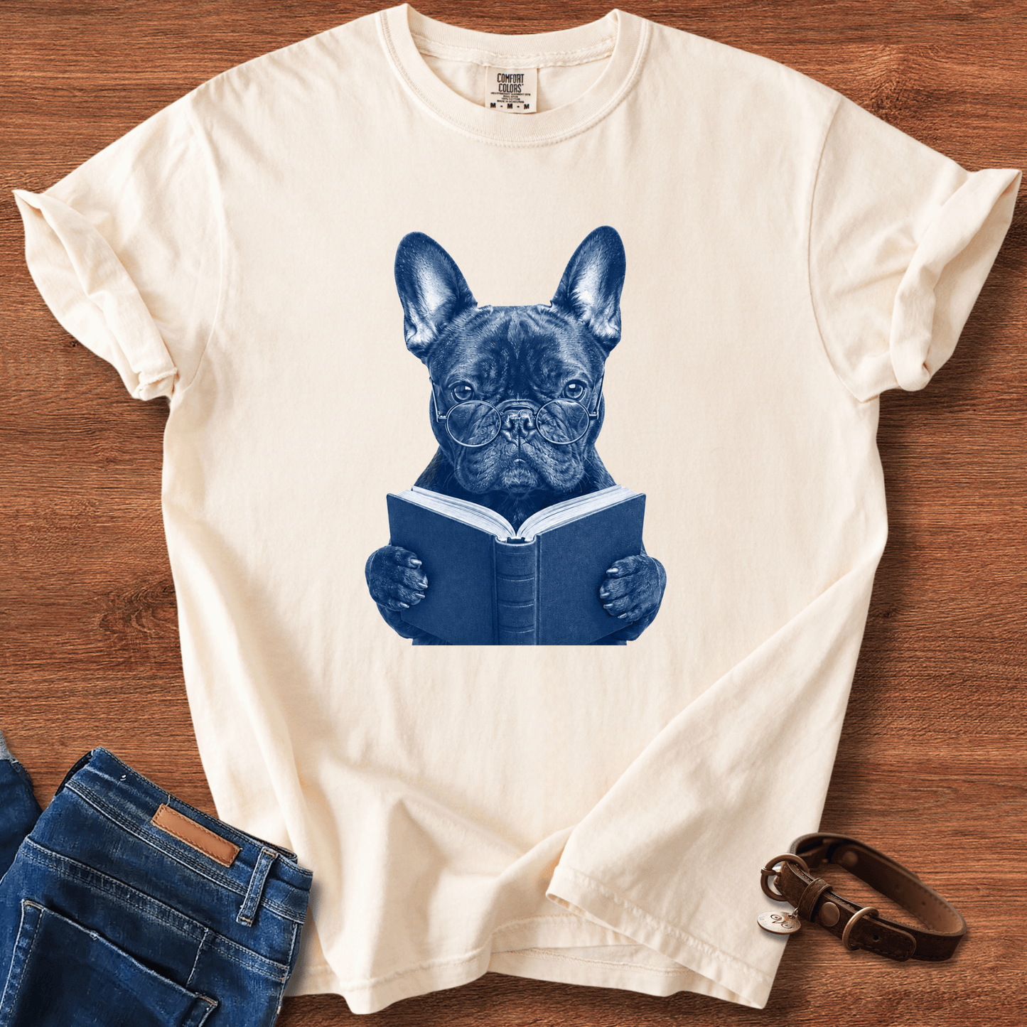 Frenchie Reading T-Shirt