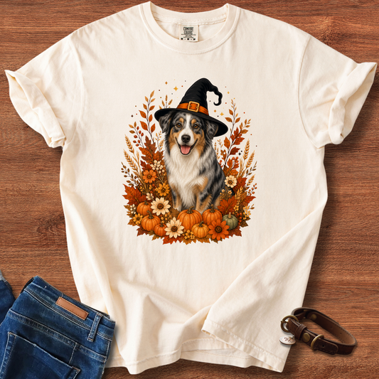 Australian Shepherd Halloween Witch T-Shirt