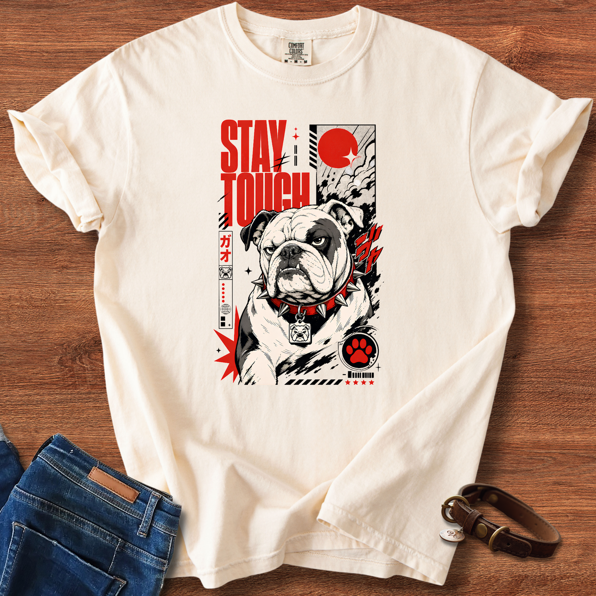 Bulldog Stay Tough Manga T-Shirt
