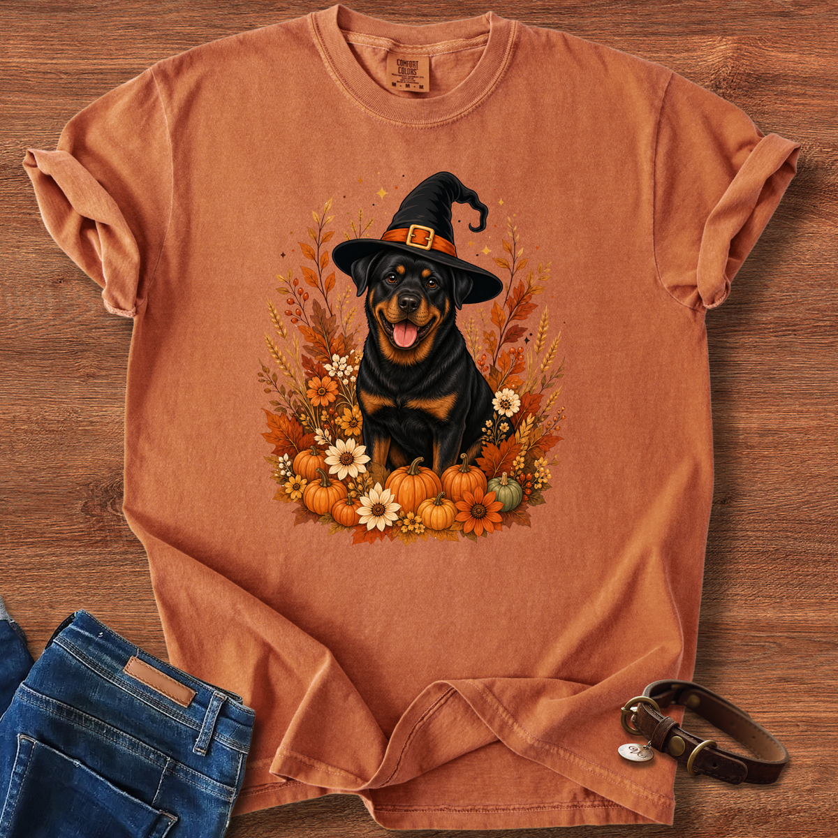 Rottweiler Halloween Witch T-Shirt