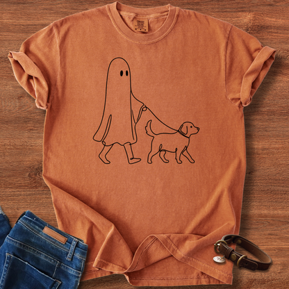 Halloween Ghost Walking Dog T-Shirt