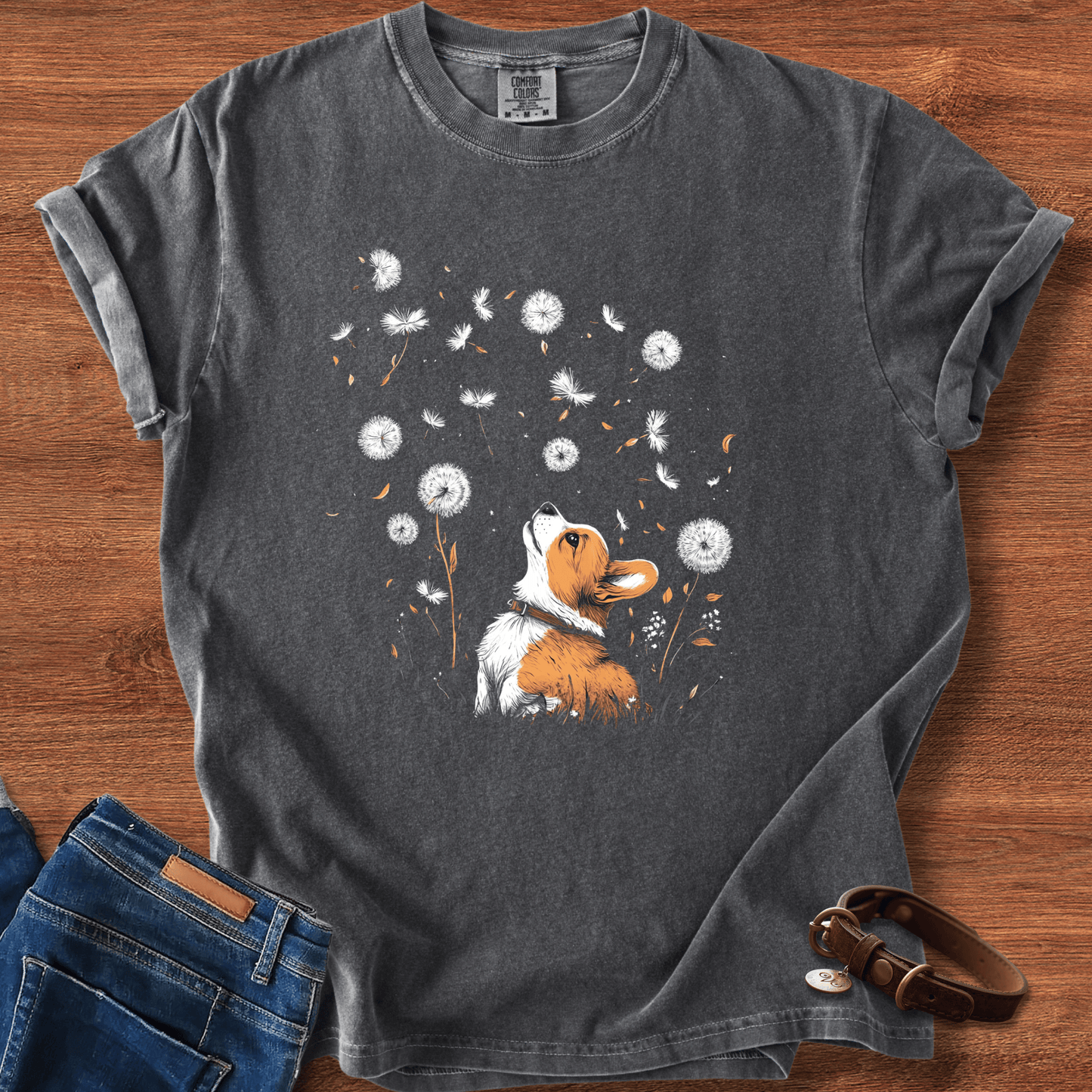 Corgi With Flowers T-Shirt