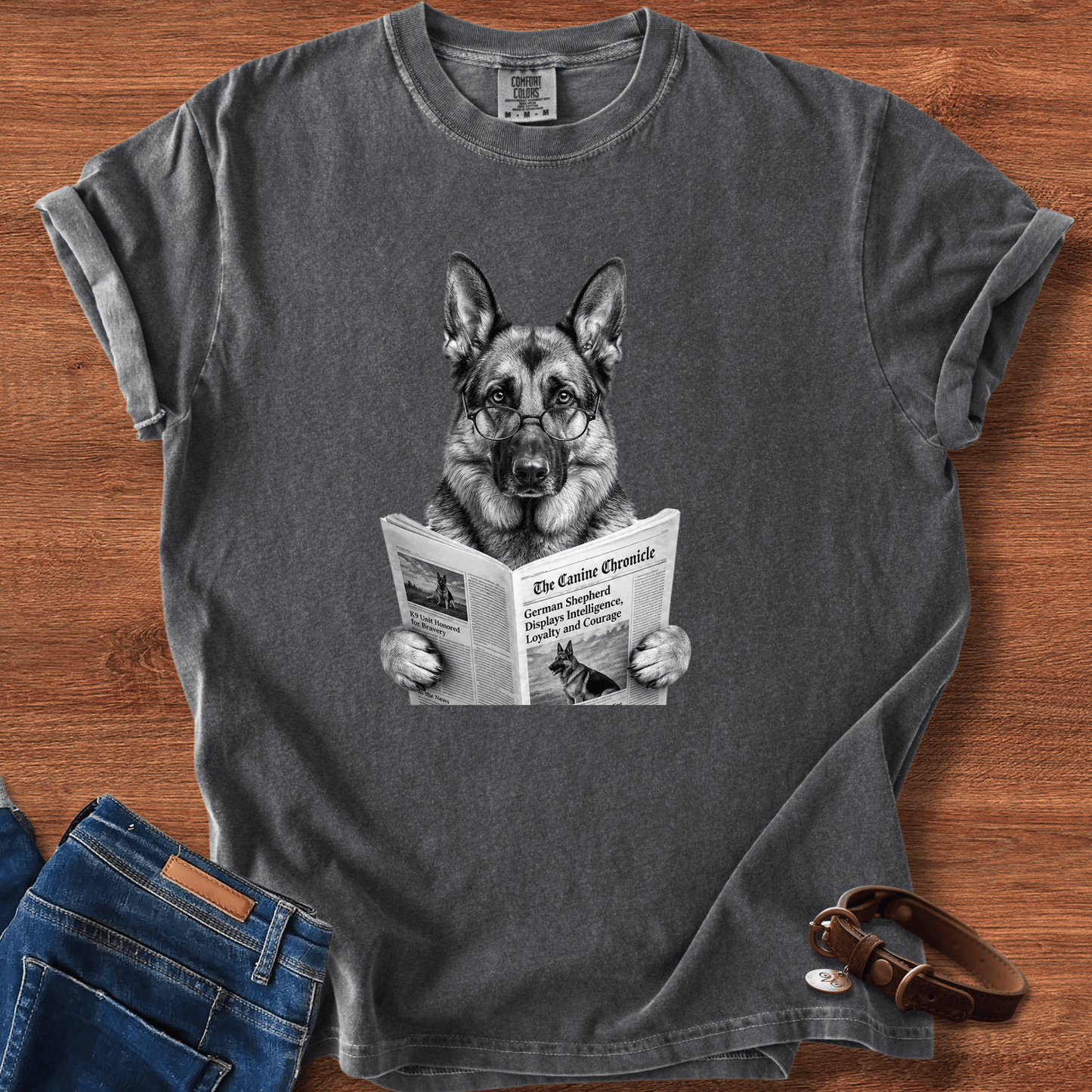 German Shepherd Reading T-Shirt
