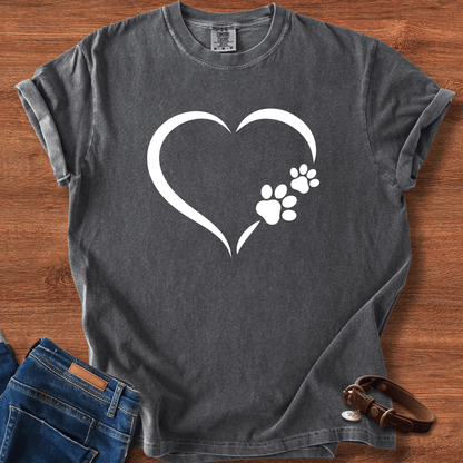 Dog Paw Print Heart T-Shirt