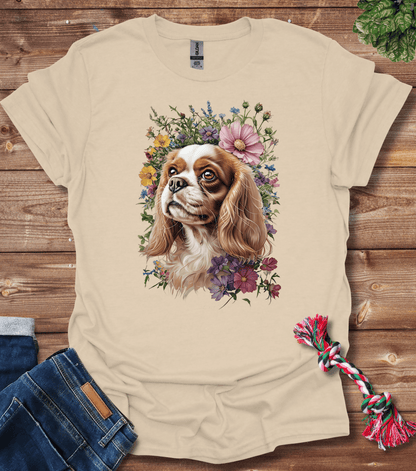 Cavalier King Charles Spaniel In Flowers T-Shirt
