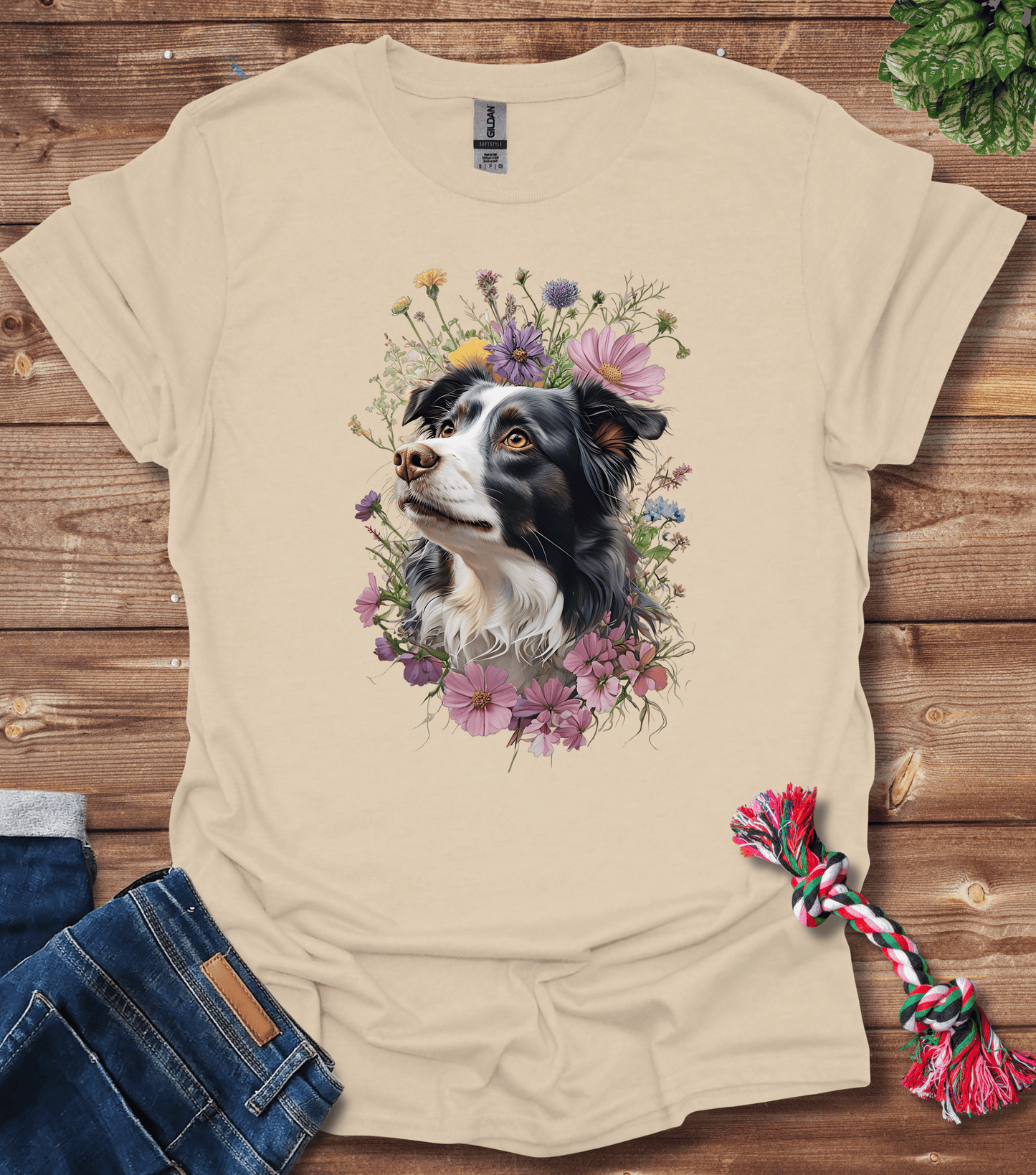 Border Collie In Flowers T-Shirt
