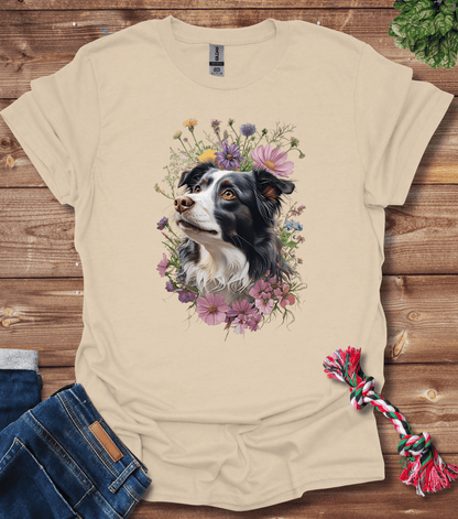 Border Collie In Flowers T-Shirt