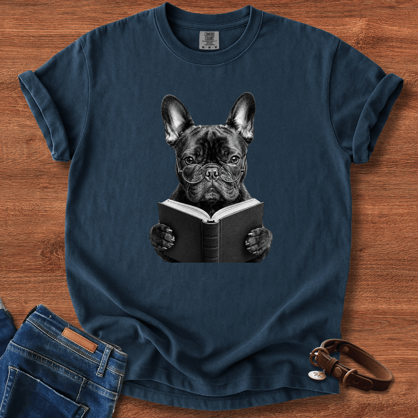 Frenchie Reading T-Shirt