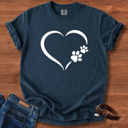Dog Paw Print Heart T-Shirt