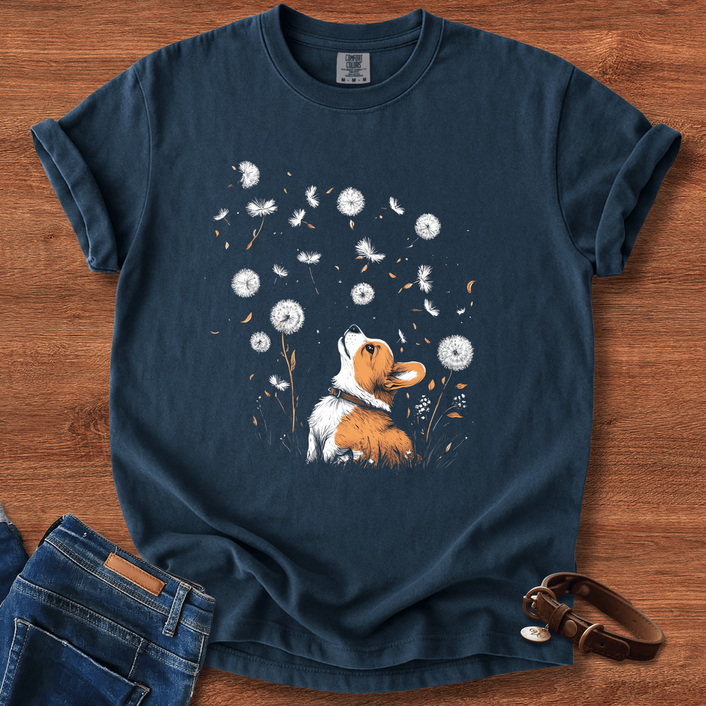 Corgi With Flowers T-Shirt
