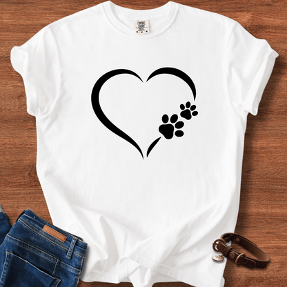 Dog Paw Print Heart T-Shirt