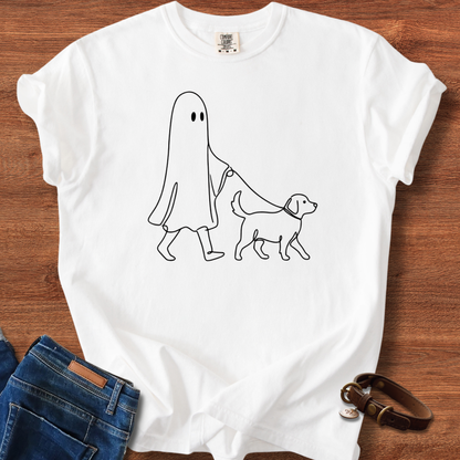 Halloween Ghost Walking Dog T-Shirt
