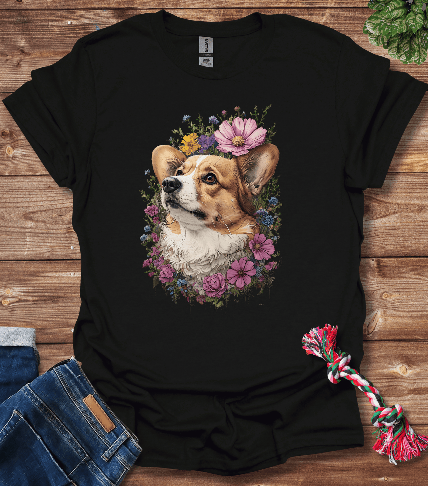 Corgi In Flowers T-Shirt