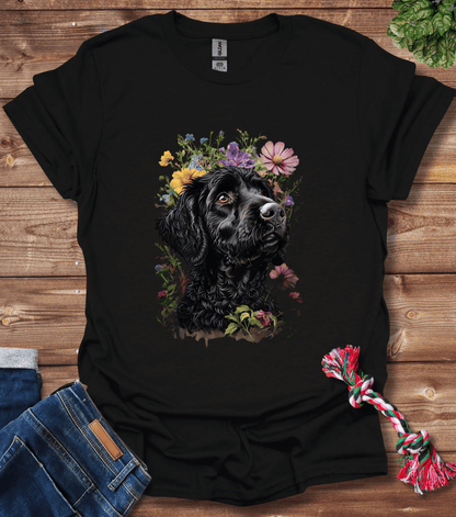 Black Labrador With Floral Crown T-Shirt