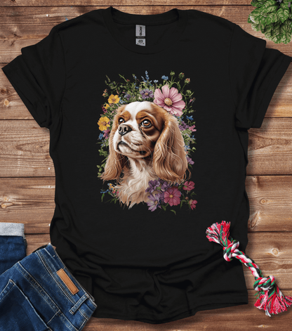 Cavalier King Charles Spaniel In Flowers T-Shirt