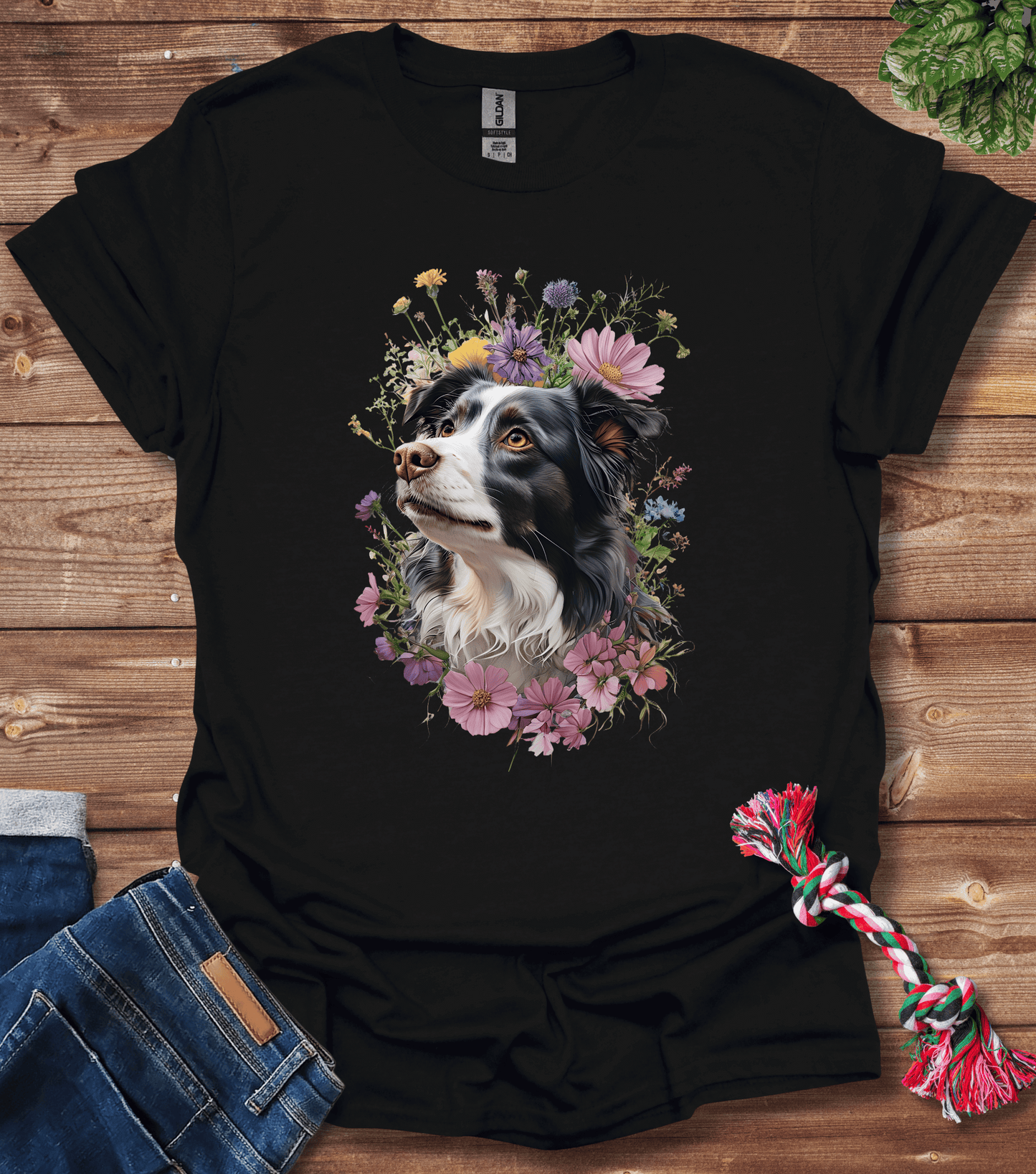 Border Collie In Flowers T-Shirt