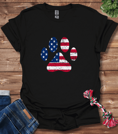 American Flag Dog Paw T-Shirt