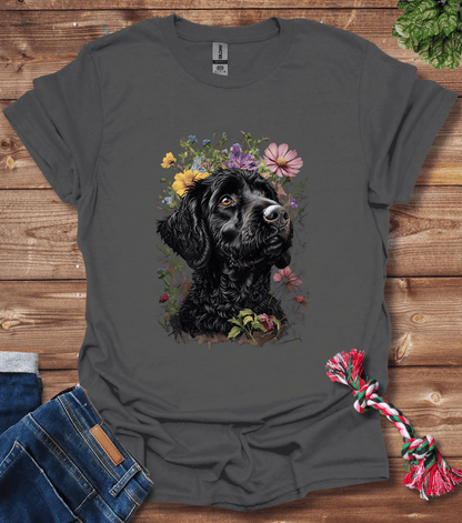 Black Labrador With Floral Crown T-Shirt