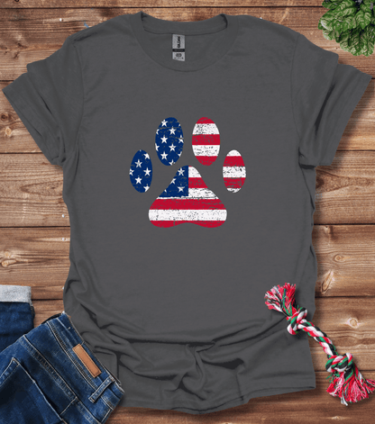 American Flag Dog Paw T-Shirt