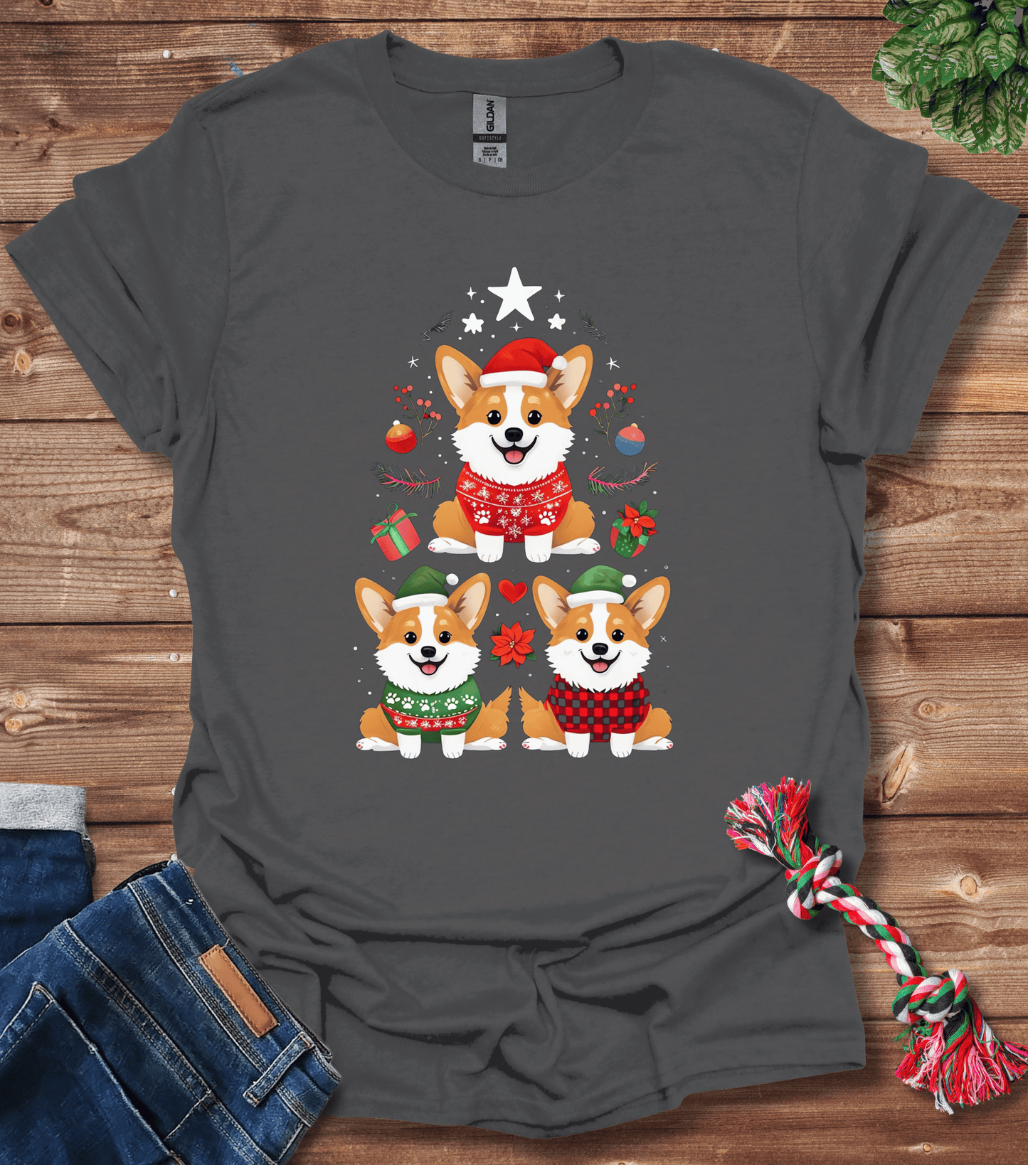 Cartoon Corgi Holiday T-Shirt