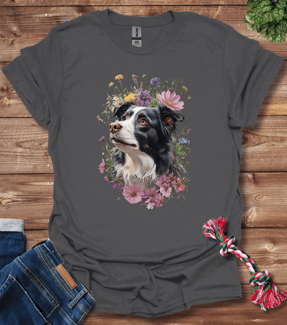 Border Collie In Flowers T-Shirt