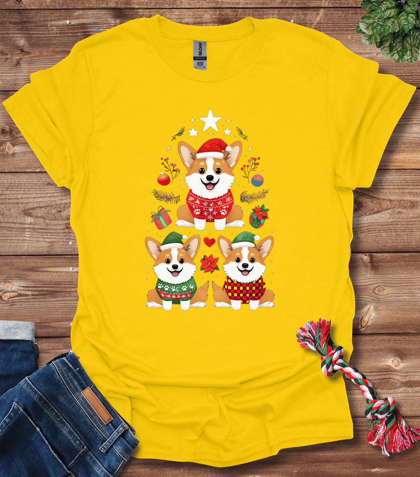 Cartoon Corgi Holiday T-Shirt