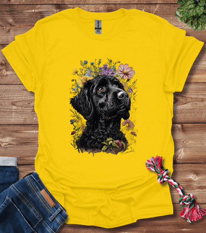 Black Labrador With Floral Crown T-Shirt