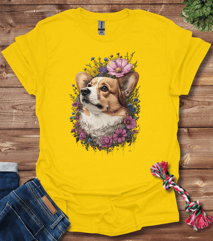 Corgi In Flowers T-Shirt