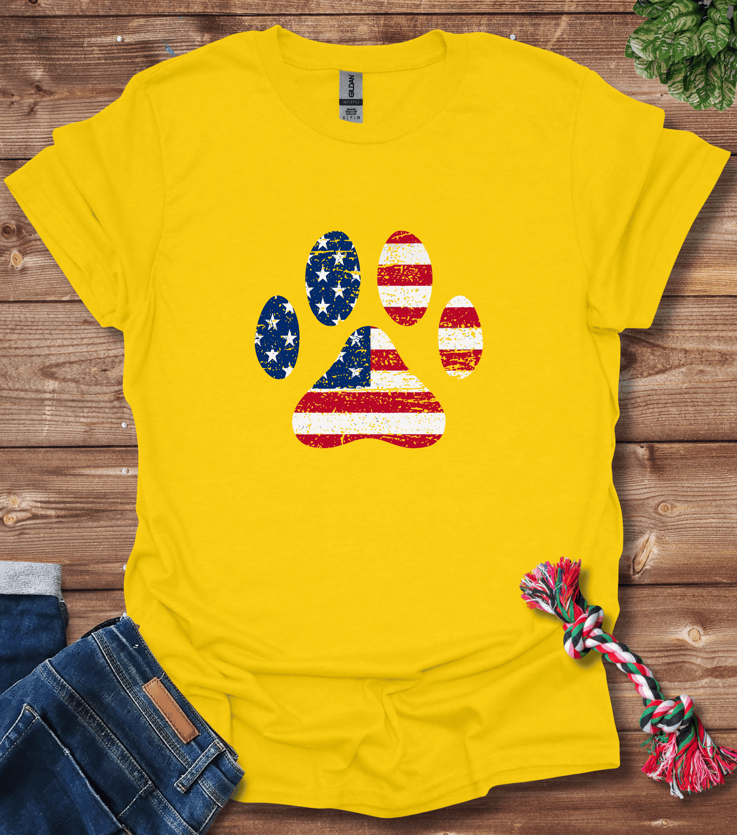 American Flag Dog Paw T-Shirt
