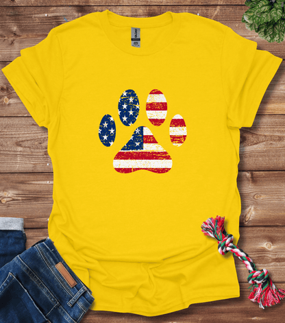 American Flag Dog Paw T-Shirt