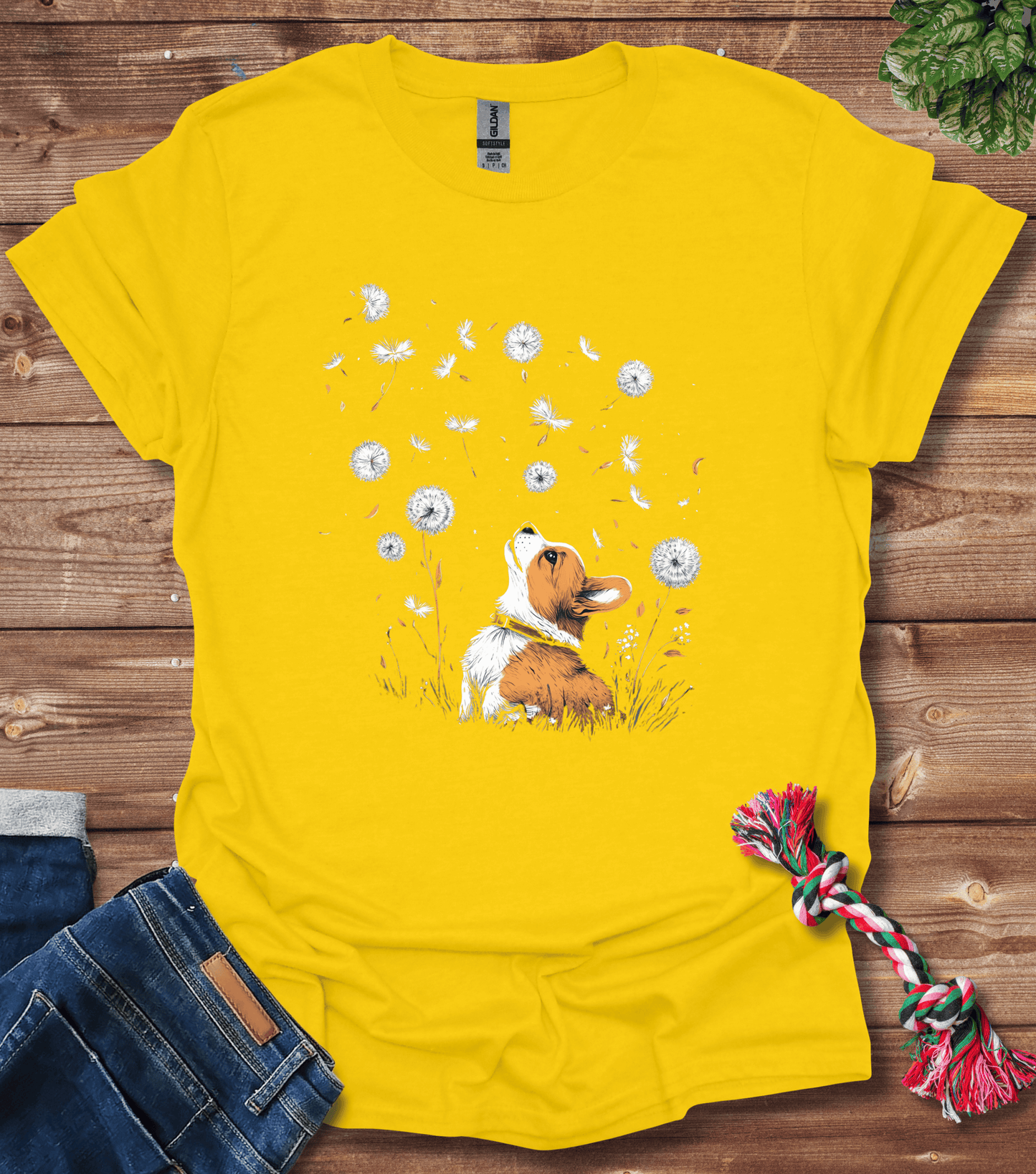 Corgi With Flowers T-Shirt