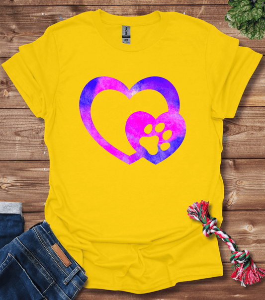 Watercolor Dog Heart Paw T-Shirt