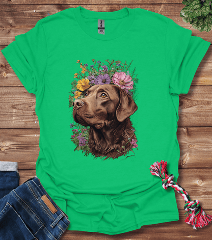 Brown Labrador Retriever With Brown Floral Crown T-Shirt