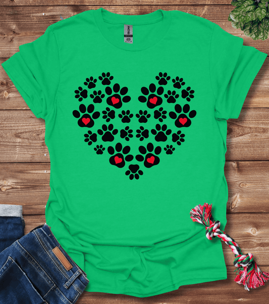 Dog Paw Heart T-Shirt