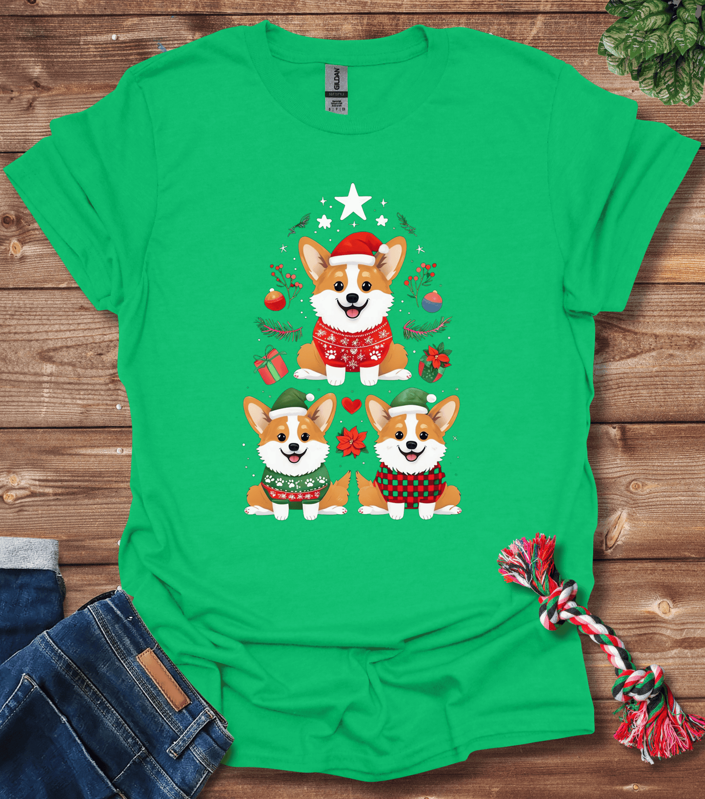 Cartoon Corgi Holiday T-Shirt