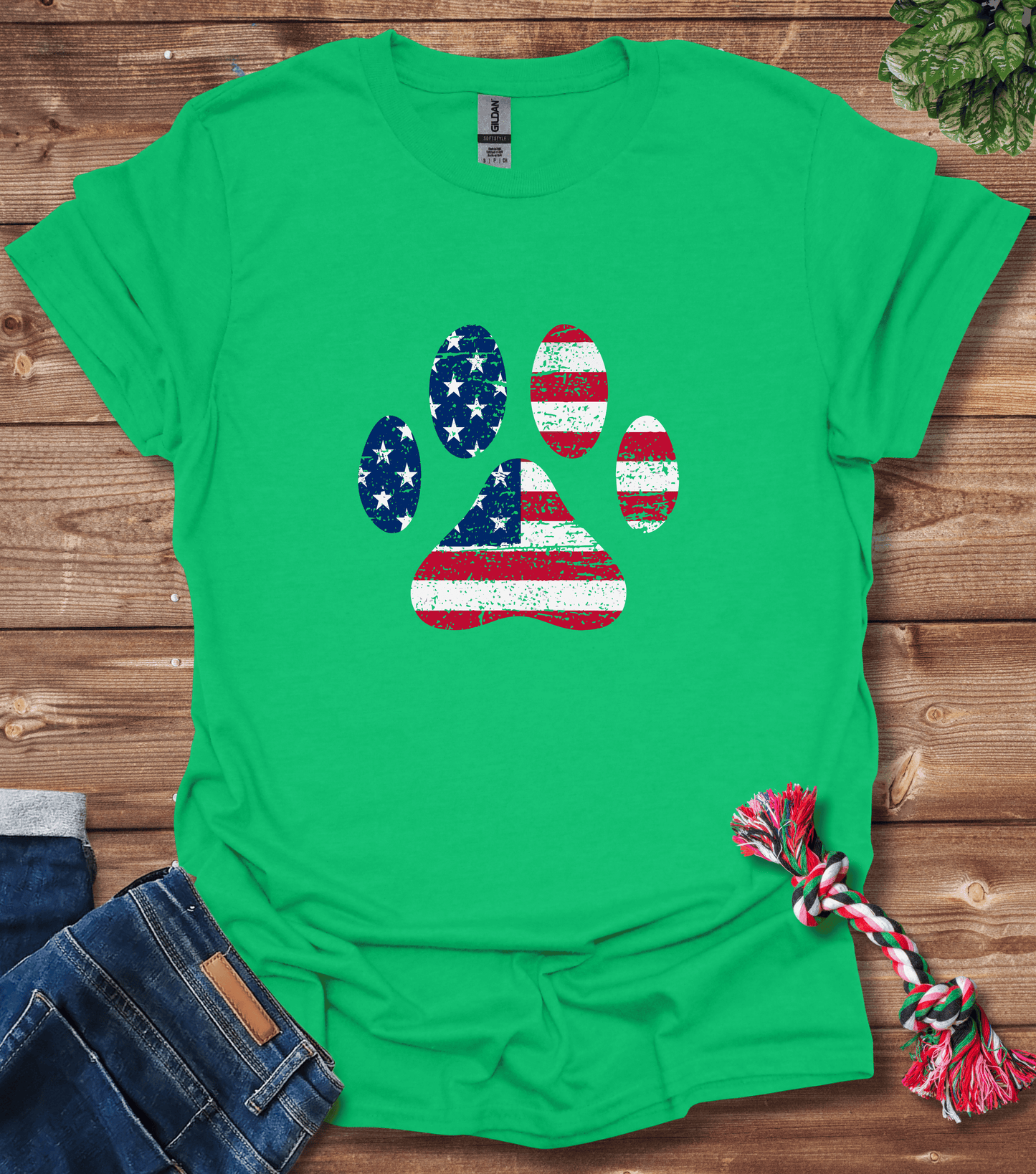 American Flag Dog Paw T-Shirt