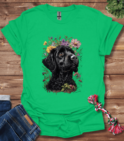 Black Labrador With Floral Crown T-Shirt