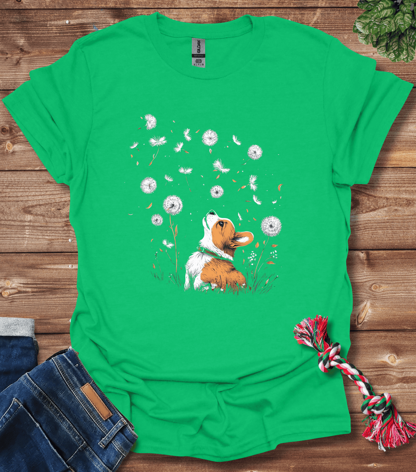 Corgi With Flowers T-Shirt