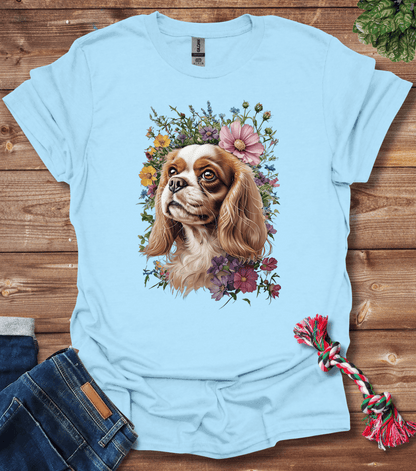 Cavalier King Charles Spaniel In Flowers T-Shirt