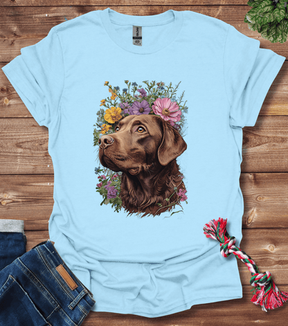 Brown Labrador Retriever With Brown Floral Crown T-Shirt