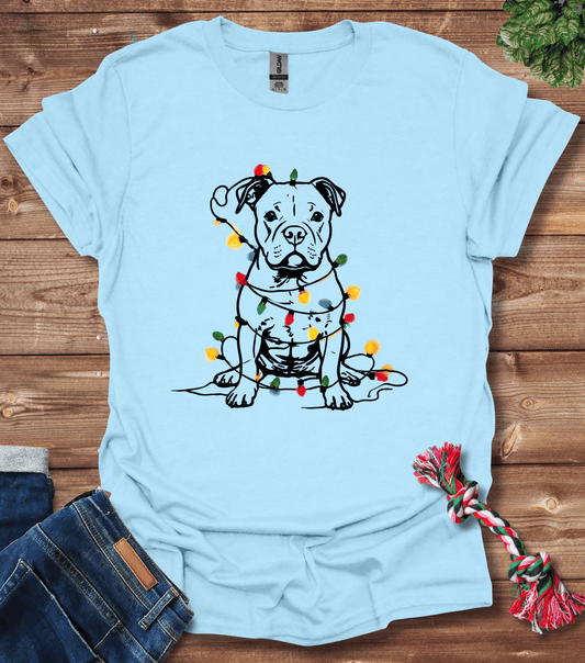 Pittie - Pitbull Christmas Lights T-Shirt