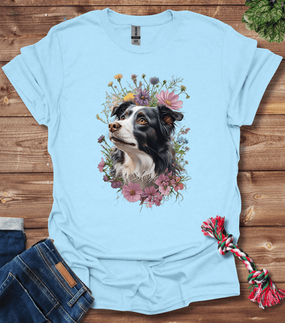 Border Collie In Flowers T-Shirt