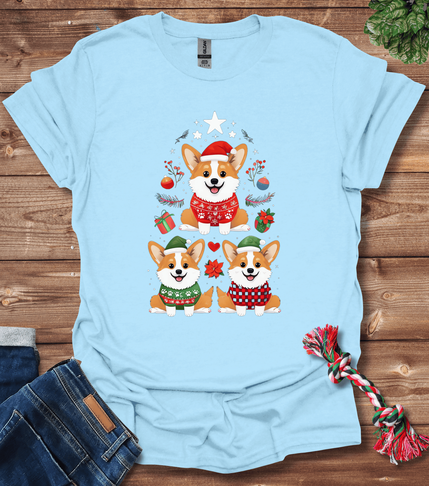 Cartoon Corgi Holiday T-Shirt