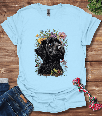 Black Labrador With Floral Crown T-Shirt